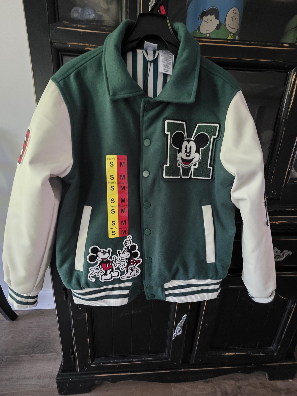 Disney Green and White Mickey Varsity-Style Jacket